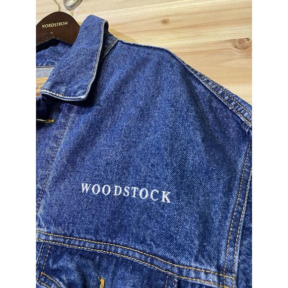 Vintage 1994 Woodstock Denim Jacket Jean Mens XL Festival Concert Blue Patch 90s - Picture 4 of 7